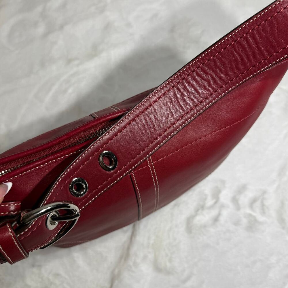 Y2k COACH F10908 Red Solo Hobo Shoulder Bag - Picture 7 of 9